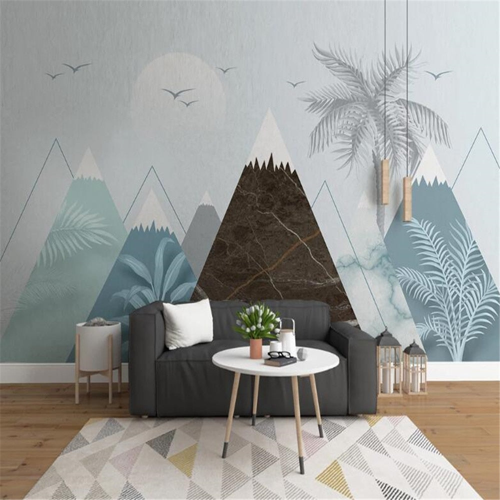 Nordic Mountains And Plants Wallpaper Mural