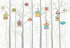 Cartoon Owls Forest Wallpaper Mural