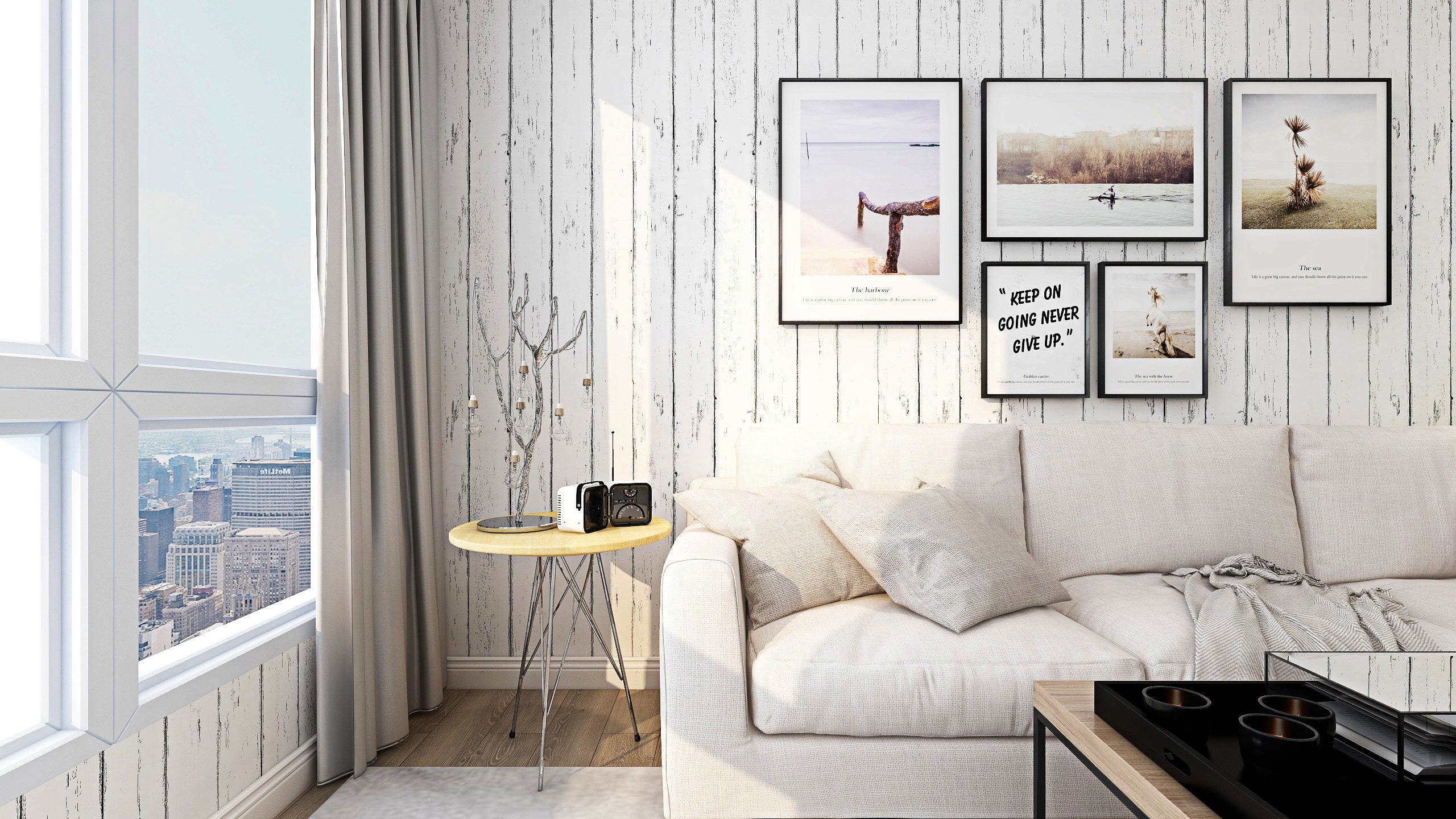 White Wood Planks Self-Adhesive Wallpaper