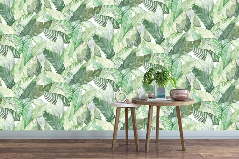 Tropical Banana Leaves Decor Wallpaper