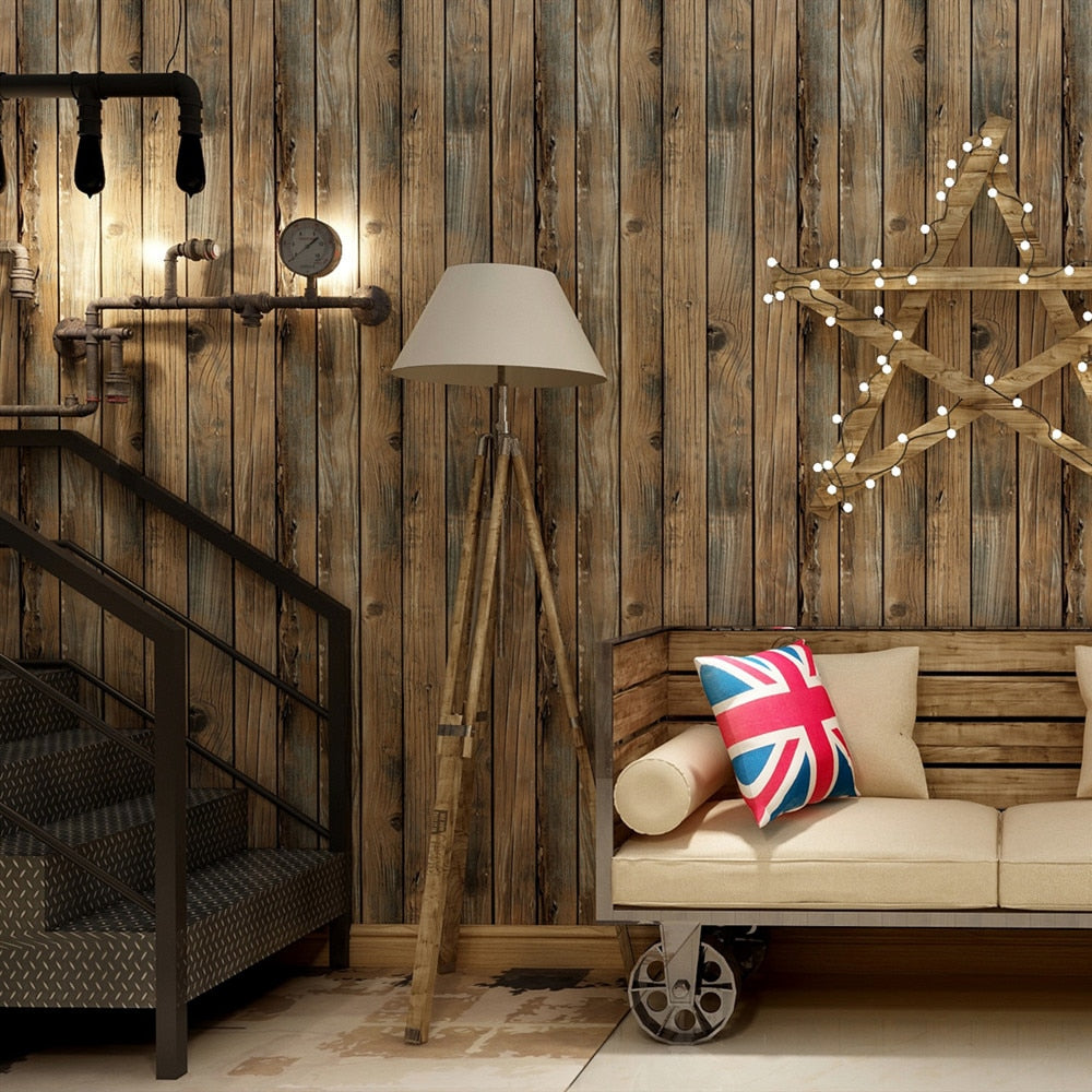 Retro Faux Wood Grain Peel and Stick Wallpaper