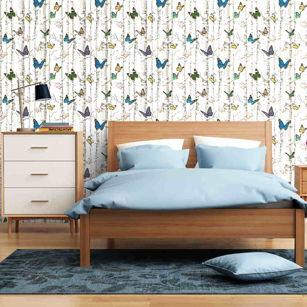 Butterflies in Forest Peel And Stick Wallpaper