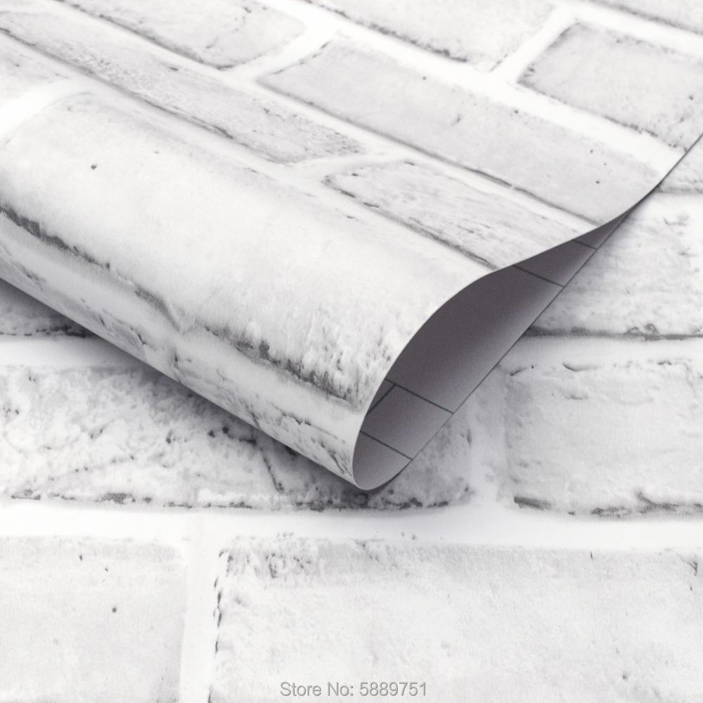 White/Grey Brick Wall Self-Adhesive Wallpaper