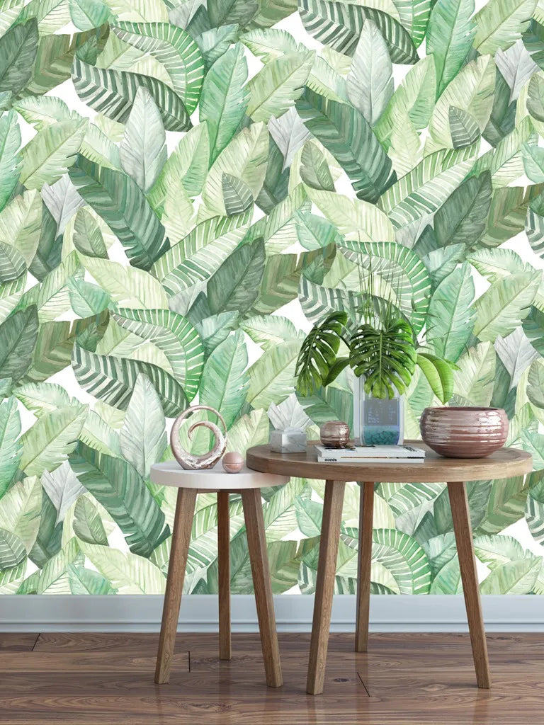 Tropical Banana Leaves Decor Wallpaper