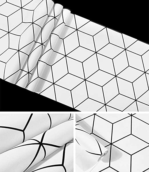 White/Black Hexagon Geometry Peel And Stick Wallpaper