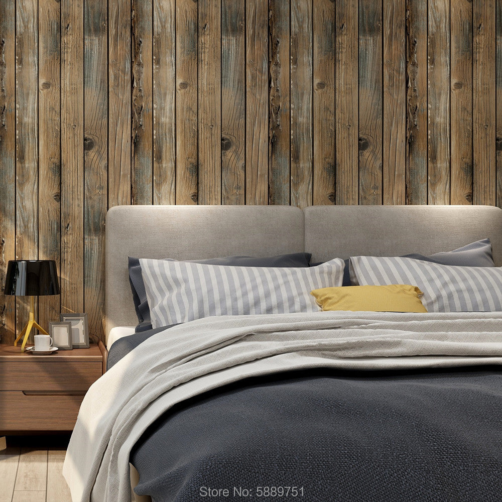 Retro Faux Wood Grain Peel and Stick Wallpaper