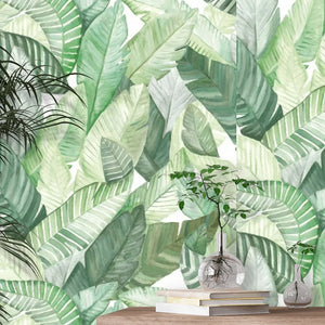 Tropical Banana Leaves Decor Wallpaper