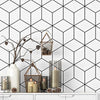 Load image into Gallery viewer, White/Black Hexagon Geometry Peel And Stick Wallpaper