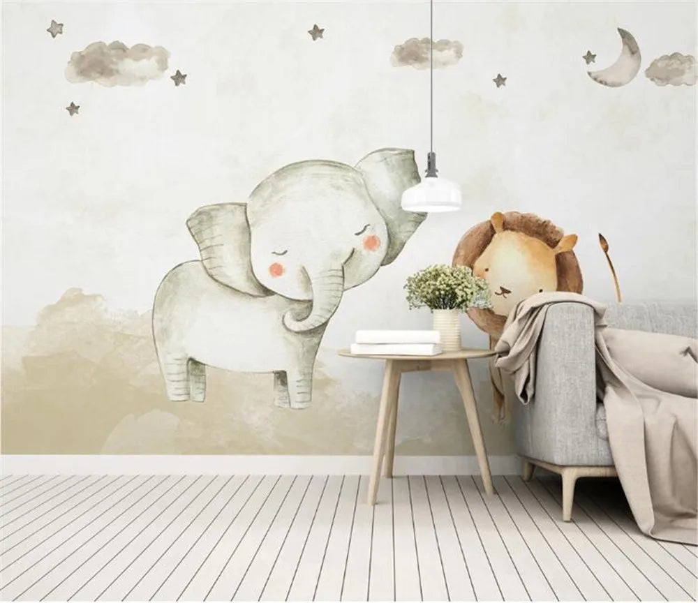 Minimalist Cute Animals Wallpaper Mural