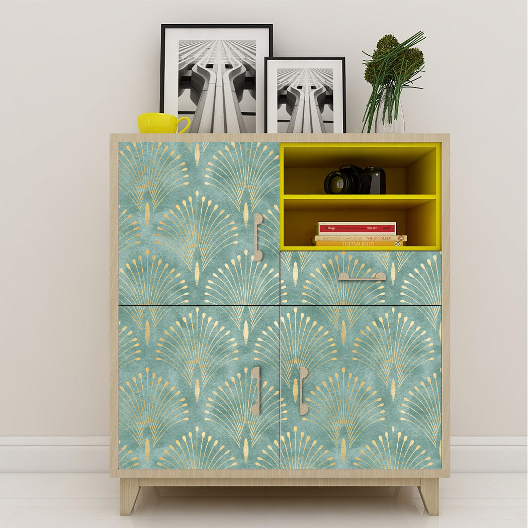 Geometric  Bloom Green Self-Adhesive Wallpaper