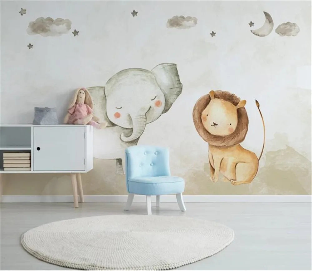 Minimalist Cute Animals Wallpaper Mural