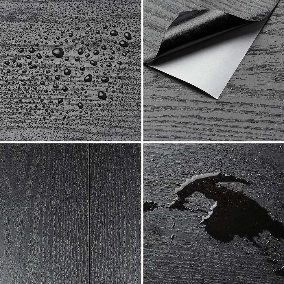 Black Wood Self-Adhesive Wallpaper
