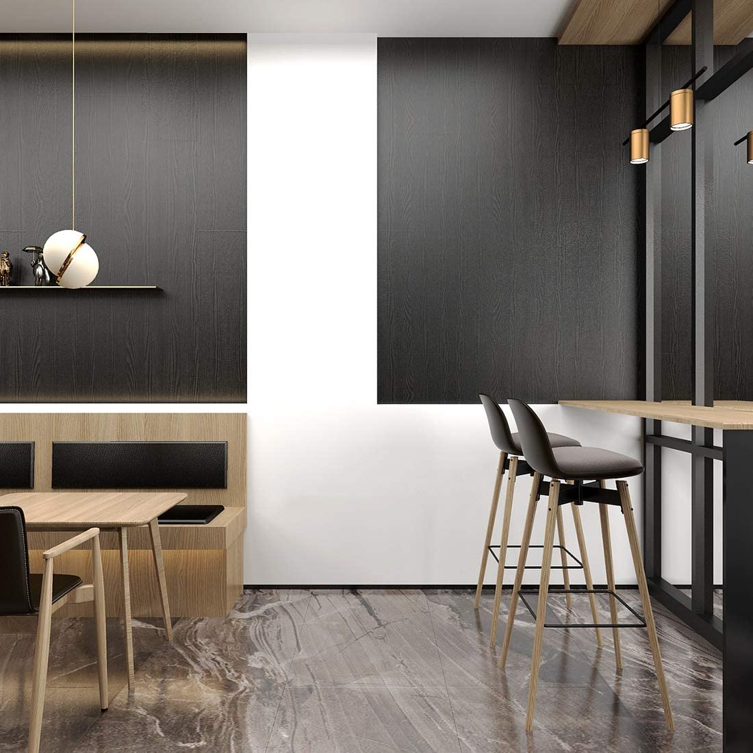 Black Wood Self-Adhesive Wallpaper