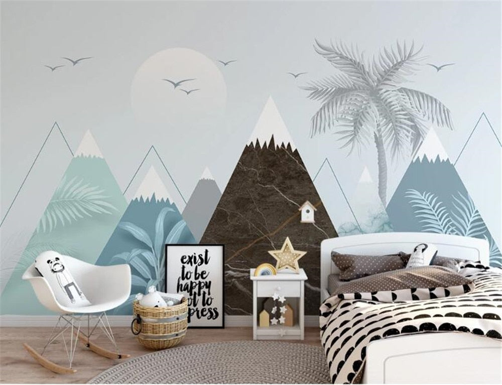 Nordic Mountains And Plants Wallpaper Mural