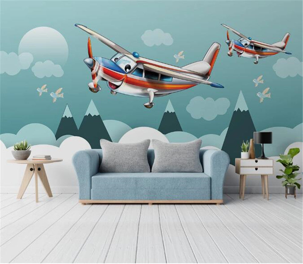Colorful Planes And Mountains Wallpaper Mural