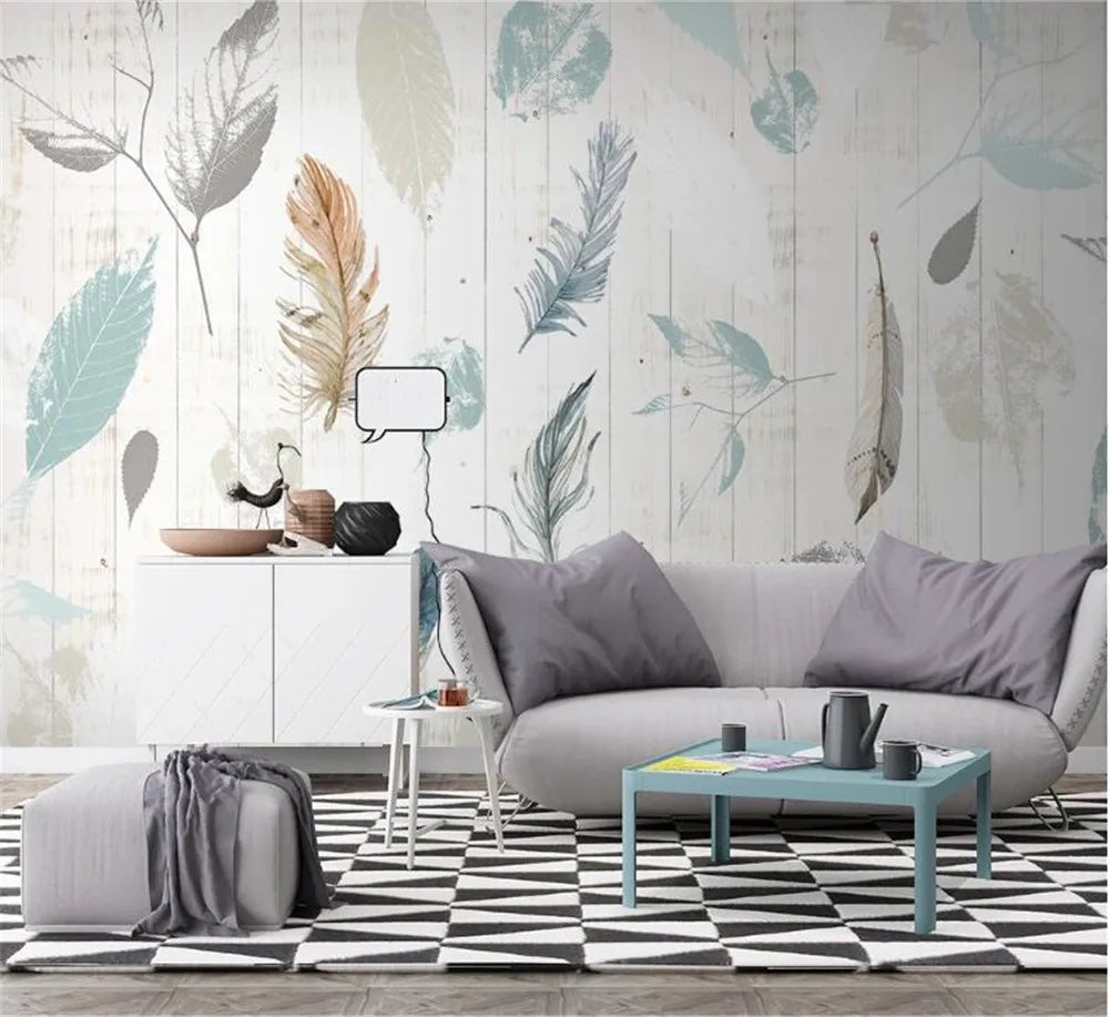 Autumn Leaves And Feathers Wallpaper Mural
