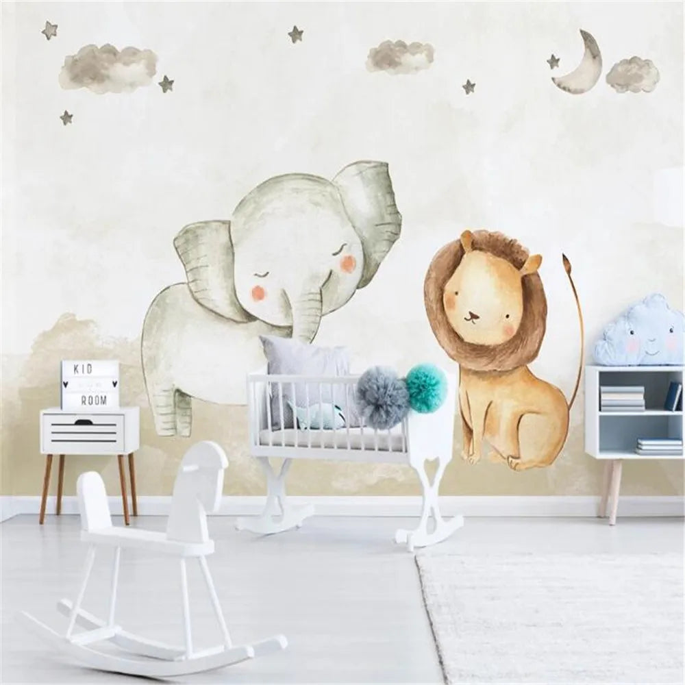 Minimalist Cute Animals Wallpaper Mural