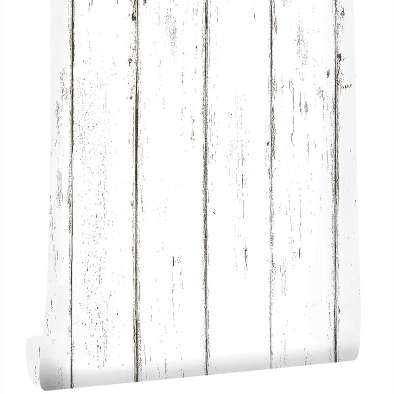 White Wood Planks Self-Adhesive Wallpaper