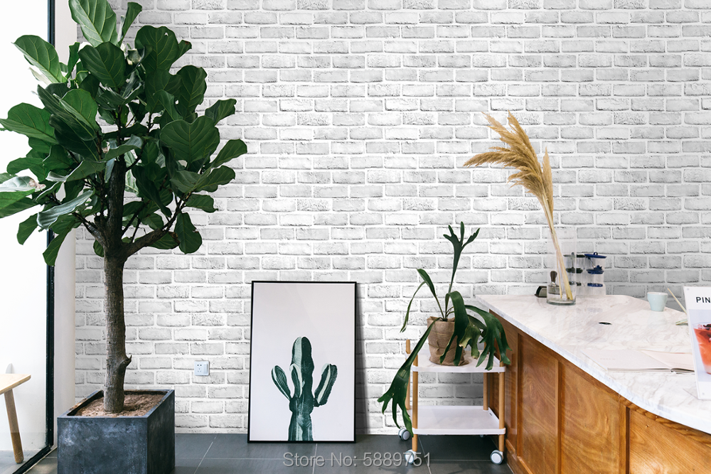 White/Grey Brick Wall Self-Adhesive Wallpaper