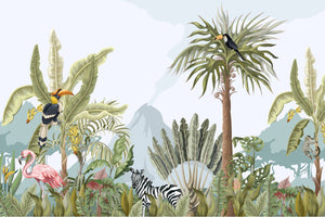 Jungle and Mountains Animals Adventure Wallpaper Mural