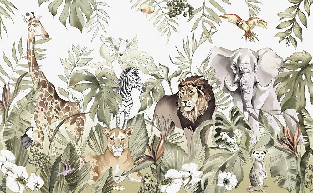 Warm Jungle Marvelous Safari Animals Wallpaper Mural