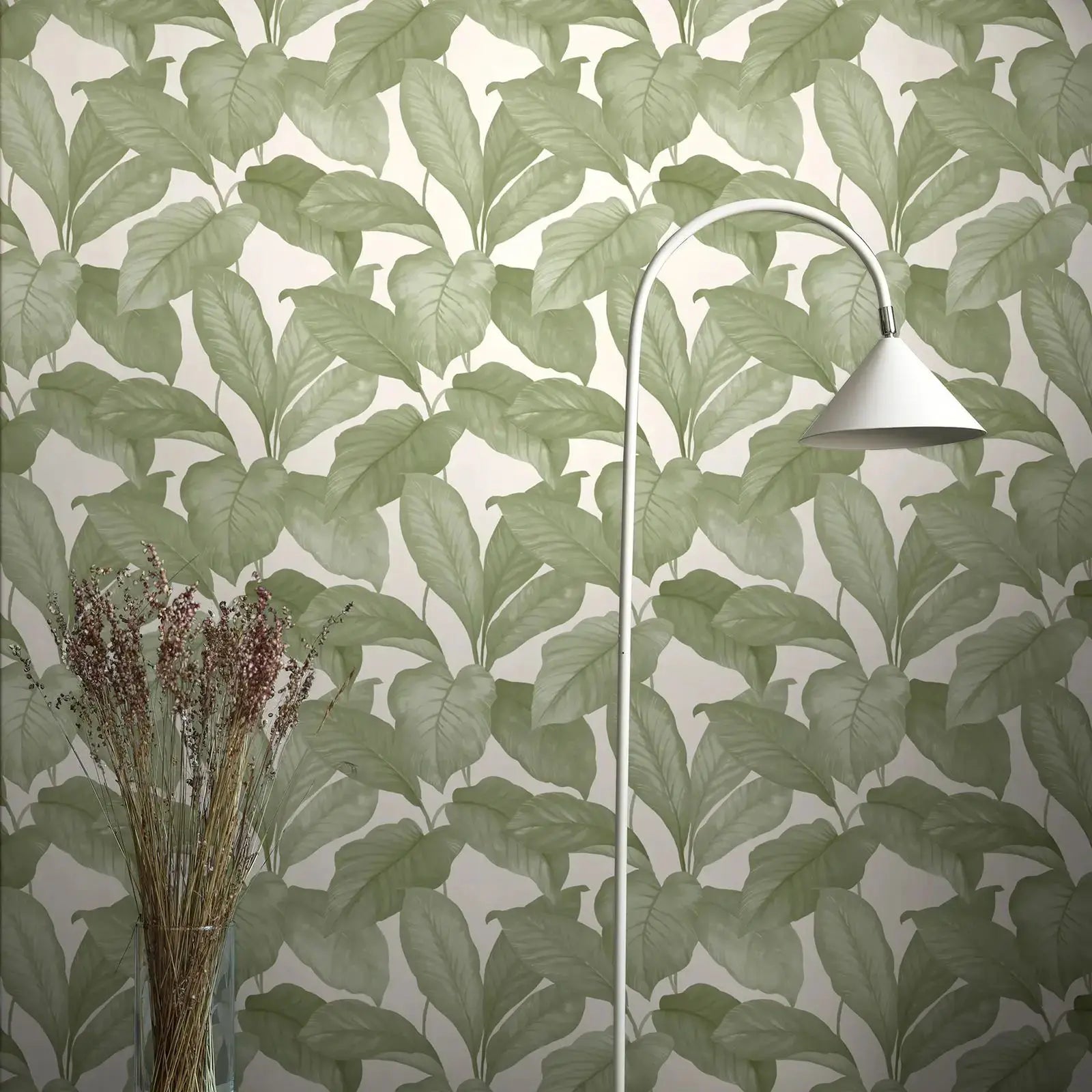 Fresh Botanical Leaves Green Pattern Wallpaper