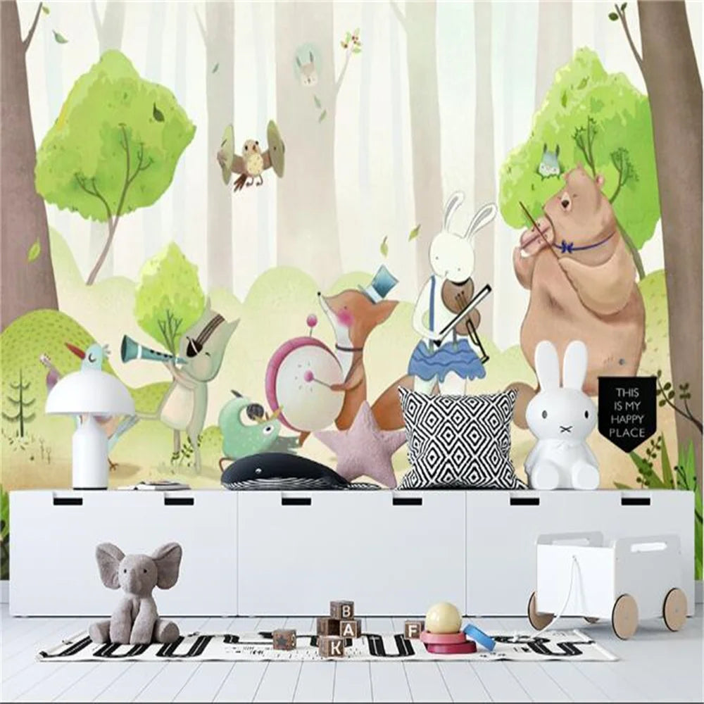 Forest Animal Musicians Wallpaper Mural