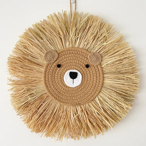 Straw & Woven Lion Wall Hanging