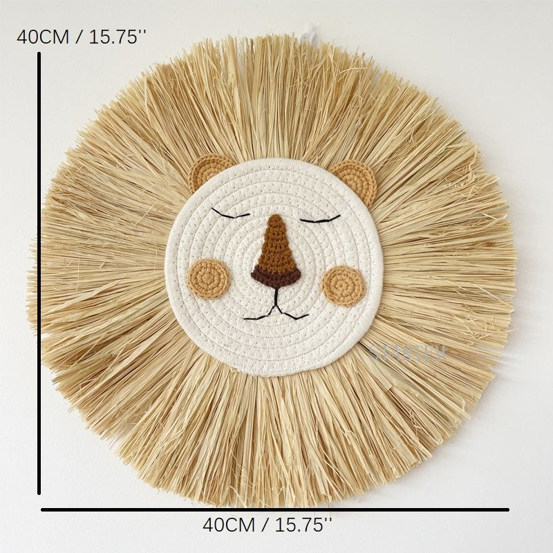 Straw & Woven Lion Wall Hanging