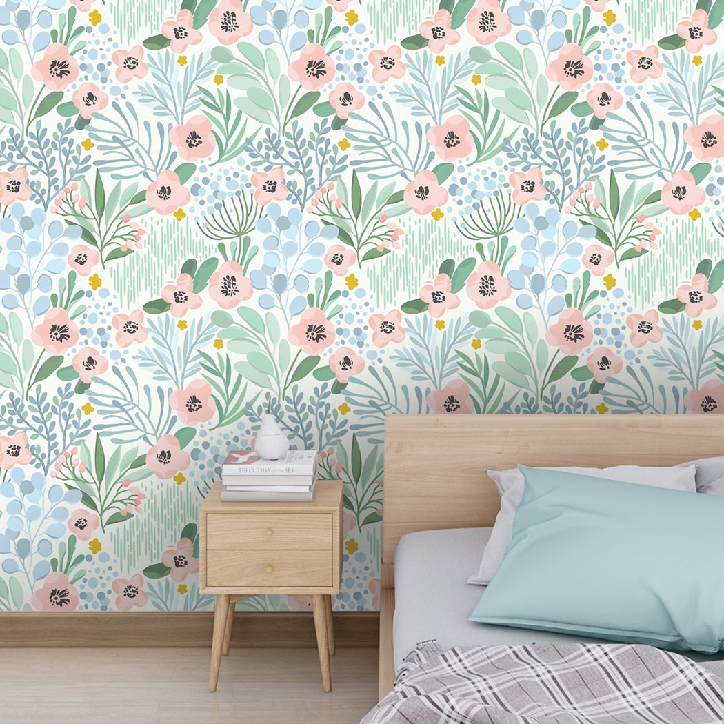 Watercolor Cheerful Flowers Peel And Stick Wallpaper