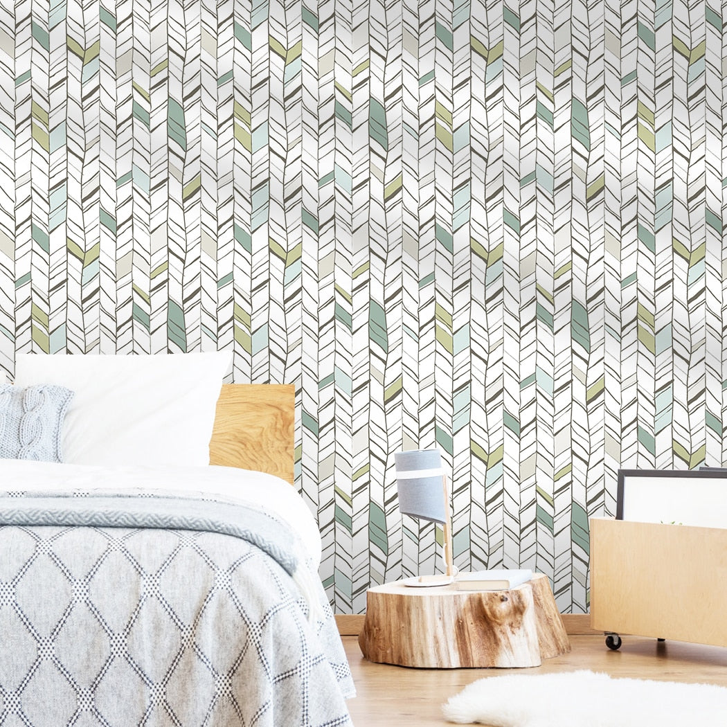 Modern Herringbone Stripes Peel And Stick Wallpaper