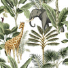 Safari Animals Elephant and Giraffe Seamless Wallpaper