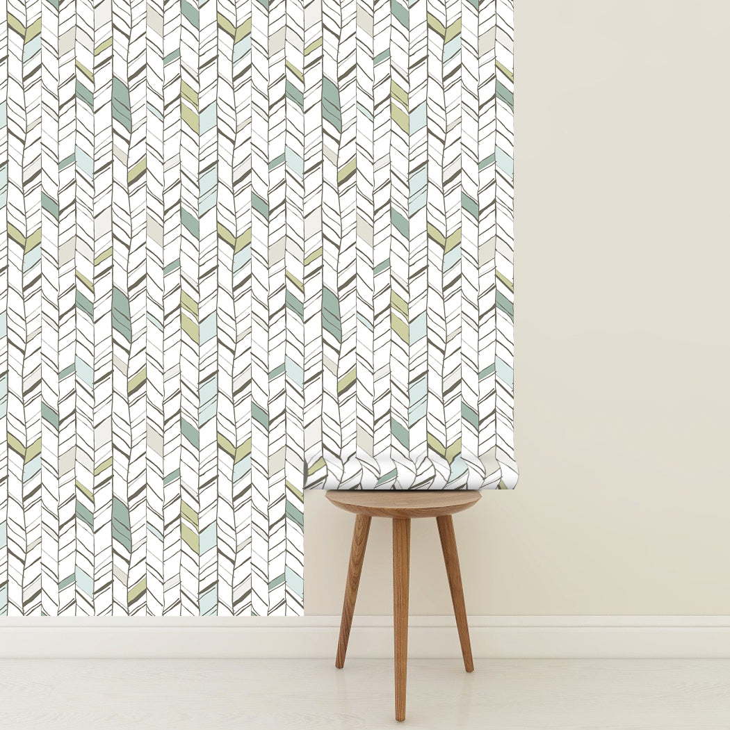 Modern Herringbone Stripes Peel And Stick Wallpaper