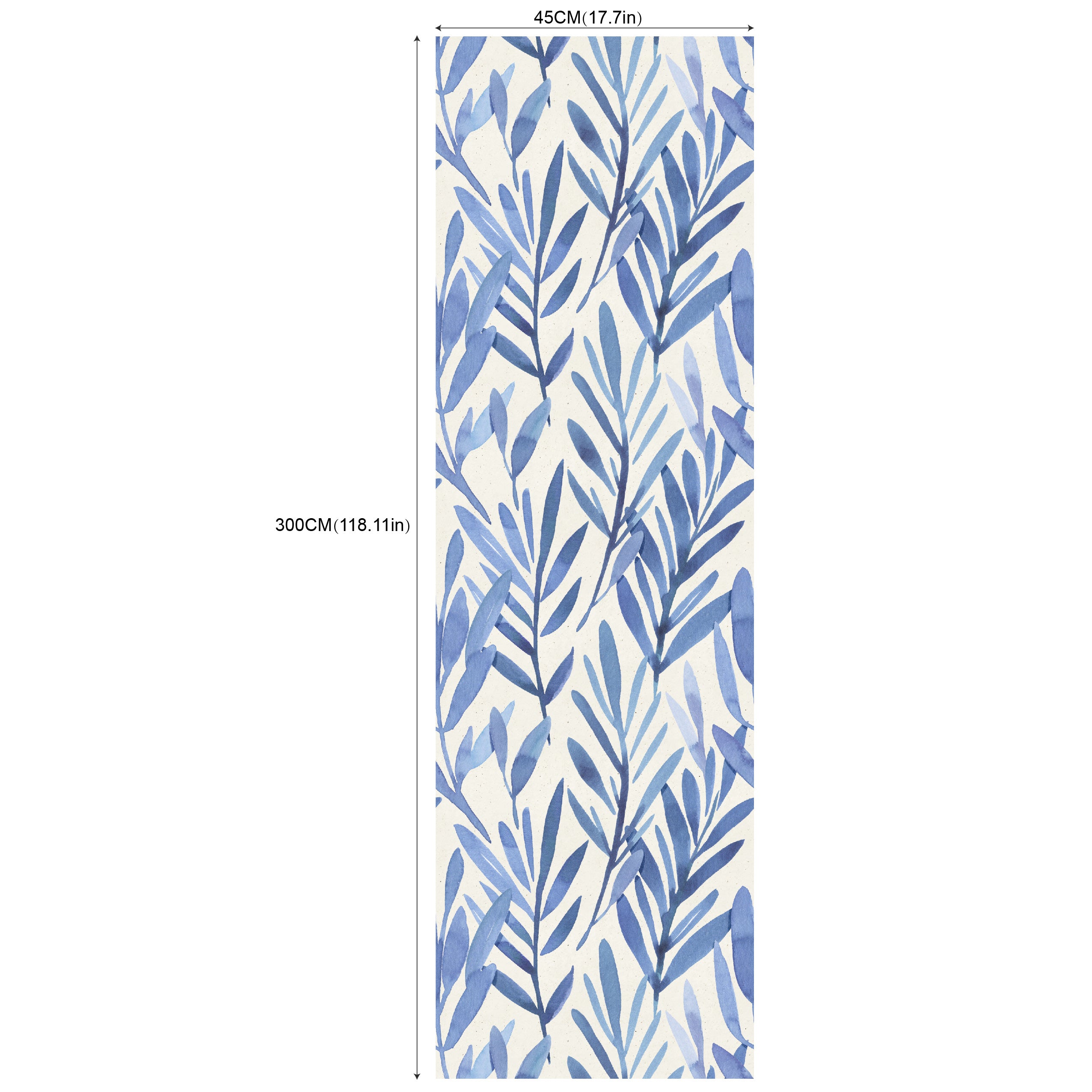 Watercolor Blue Leaves Peel And Stick Wallpaper