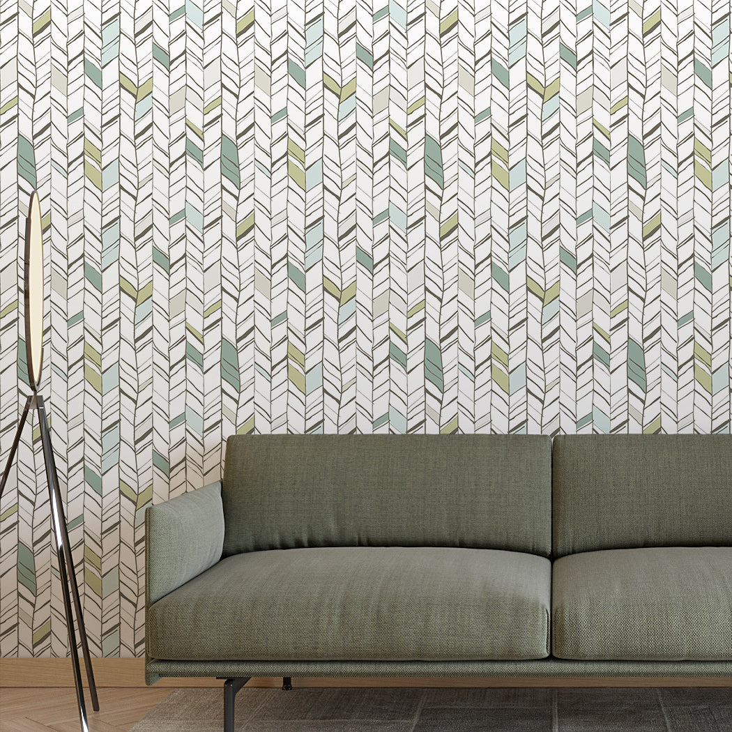 Modern Herringbone Stripes Peel And Stick Wallpaper