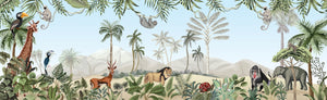 Tropical Wildlife Animals and Mountains Wallpaper Mural