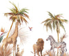 White Background Safari Animals Wallpaper Mural