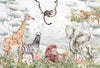 Vibrant Painted Colorful Animals Nursery Wallpaper Mural