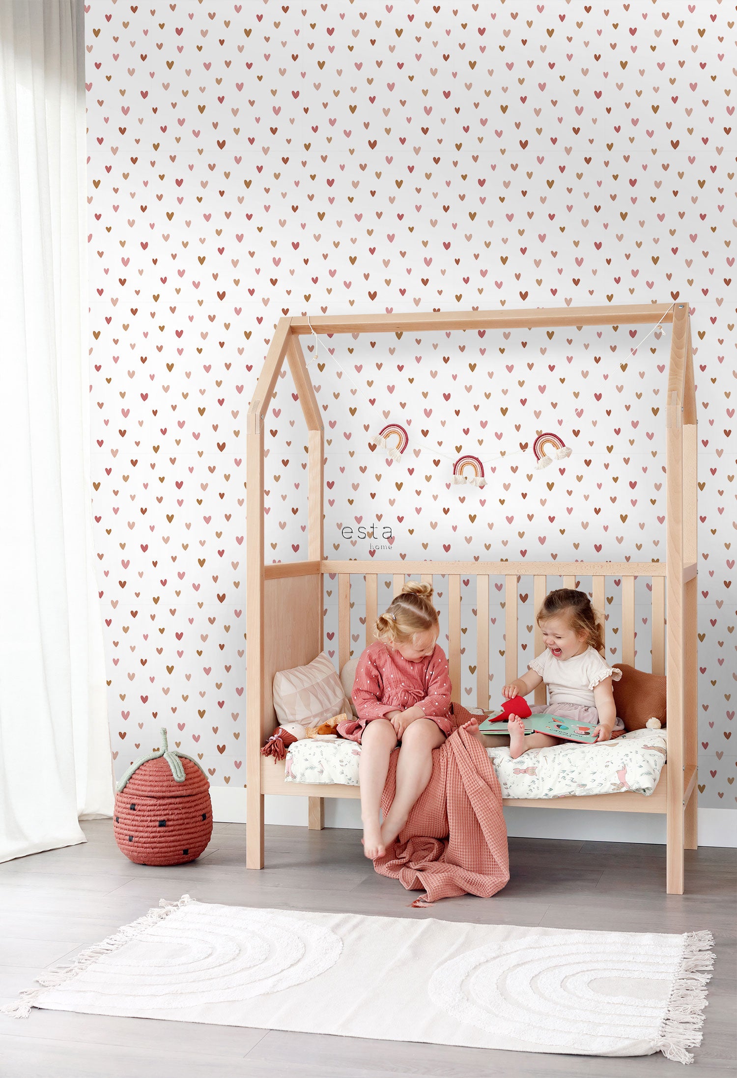 Non-woven wallpaper, hearts, 139360, To the Moon and Back, Esta Home