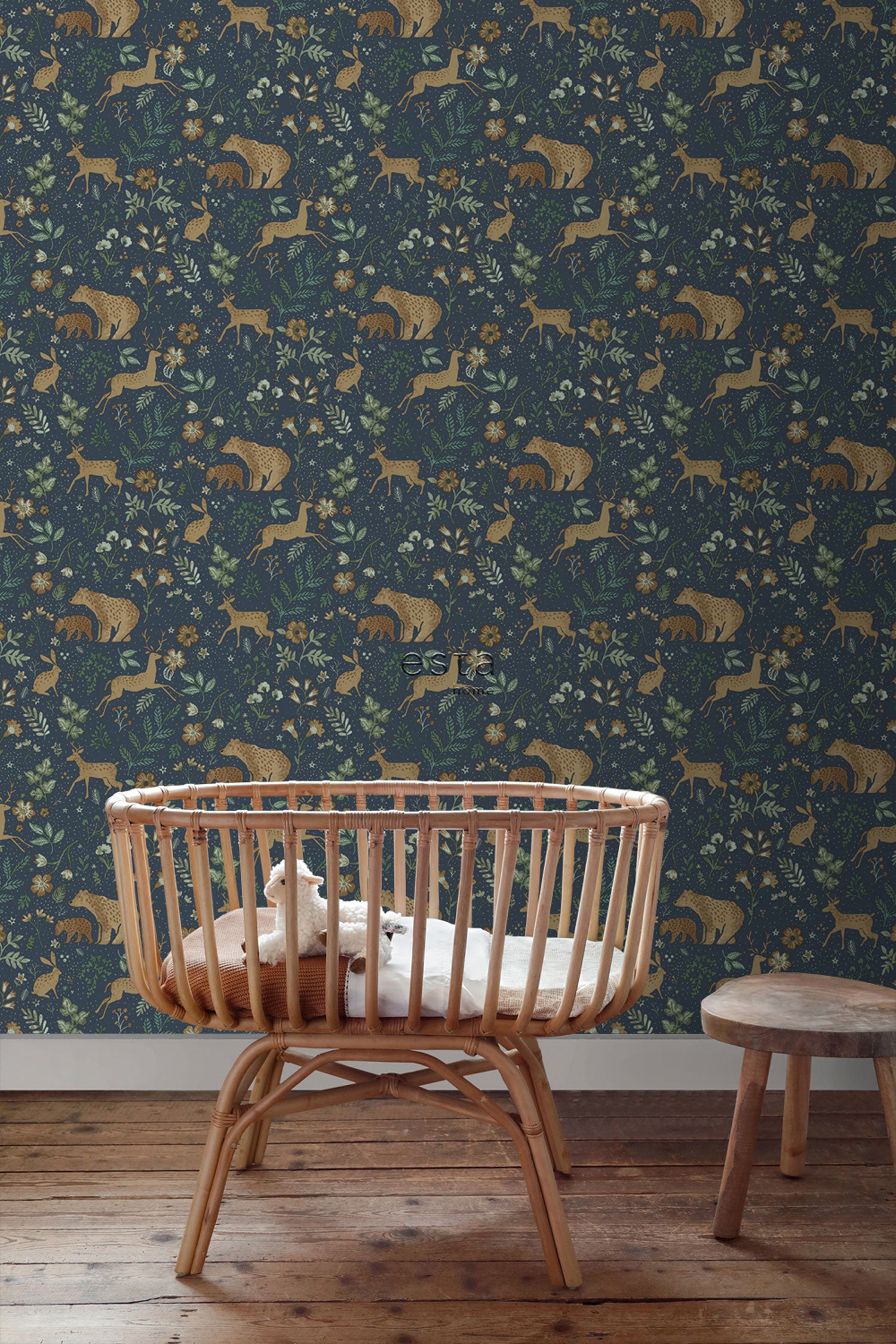 Blue children's wallpaper with animals, 139588, To the Moon and Back, Esta Home