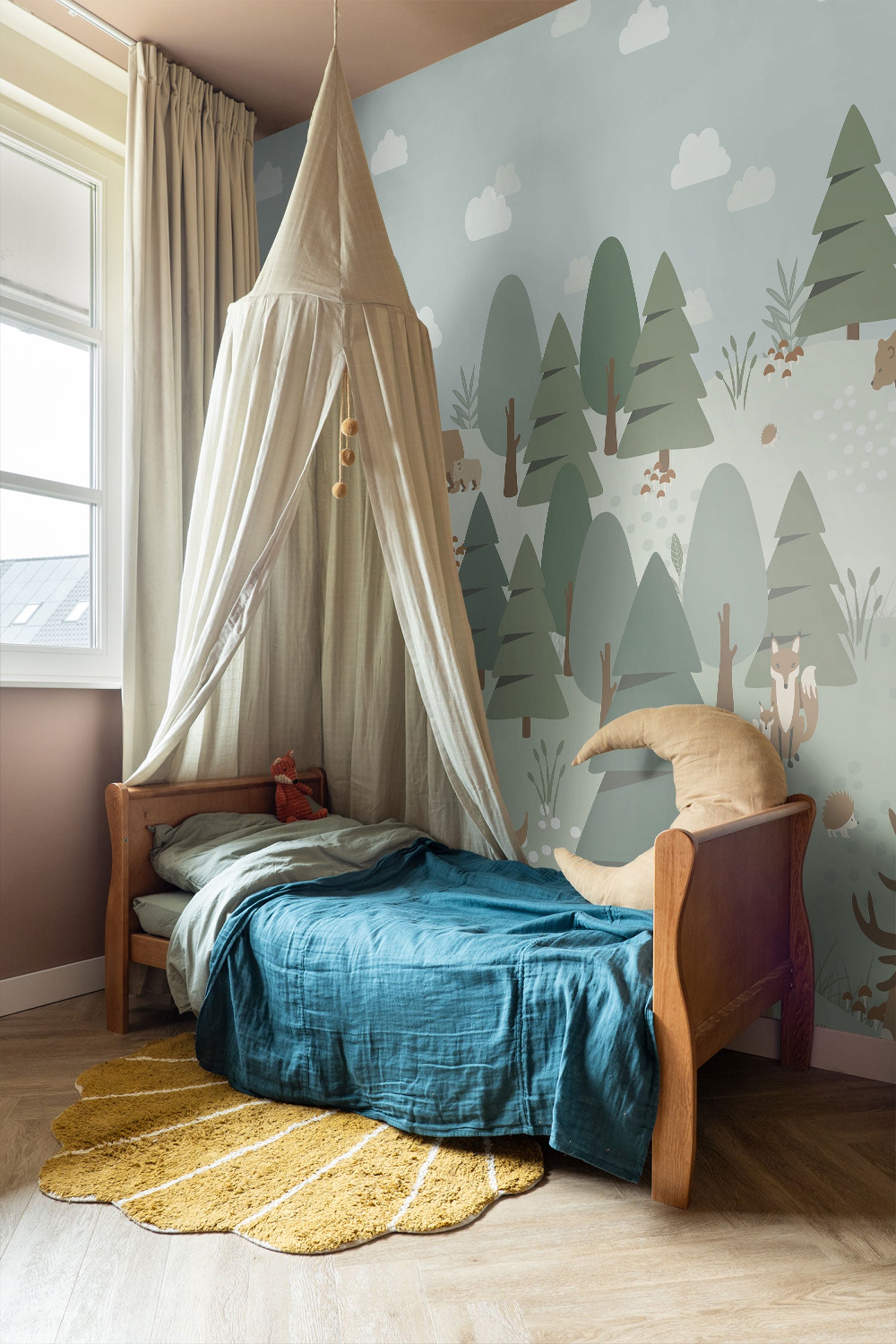 Children's wall mural with forest animals, 159257, To the Moon and Back, Esta Home