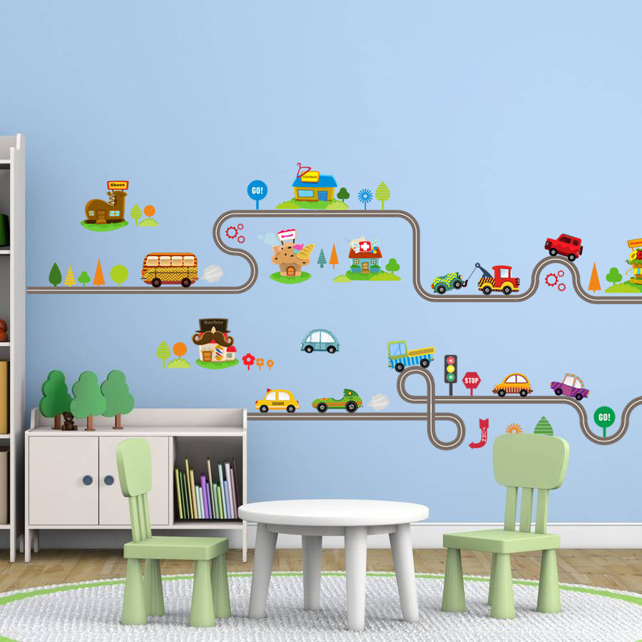 Cartoon Wall Decals Car Traffic