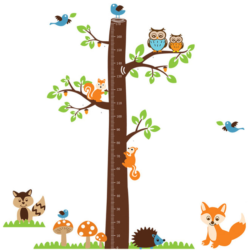 Cartoon Wall Decal Squirrel Tree Height Meter