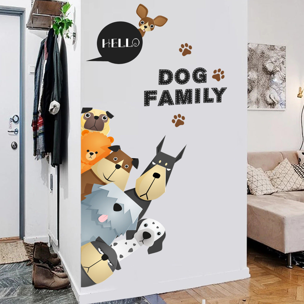 Cartoon Wall Decal Dog Family