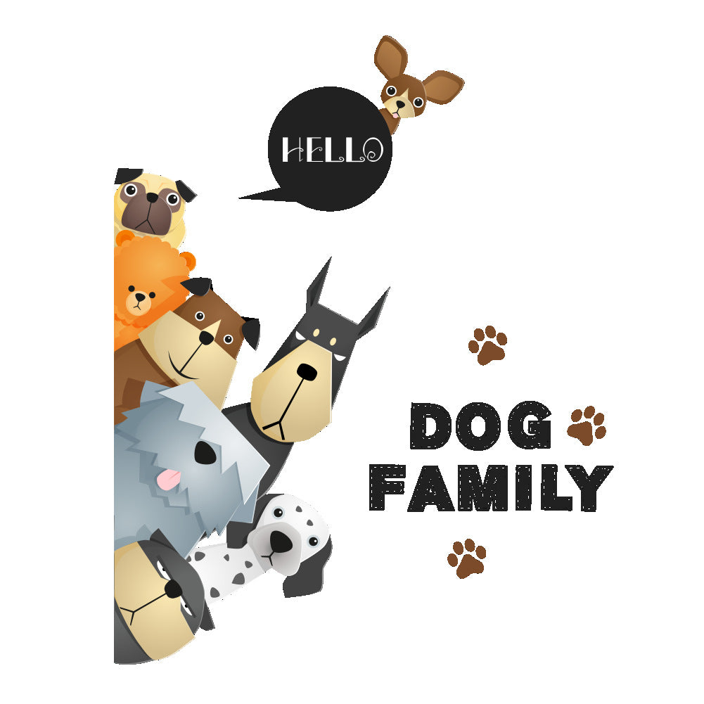 Cartoon Wall Decal Dog Family