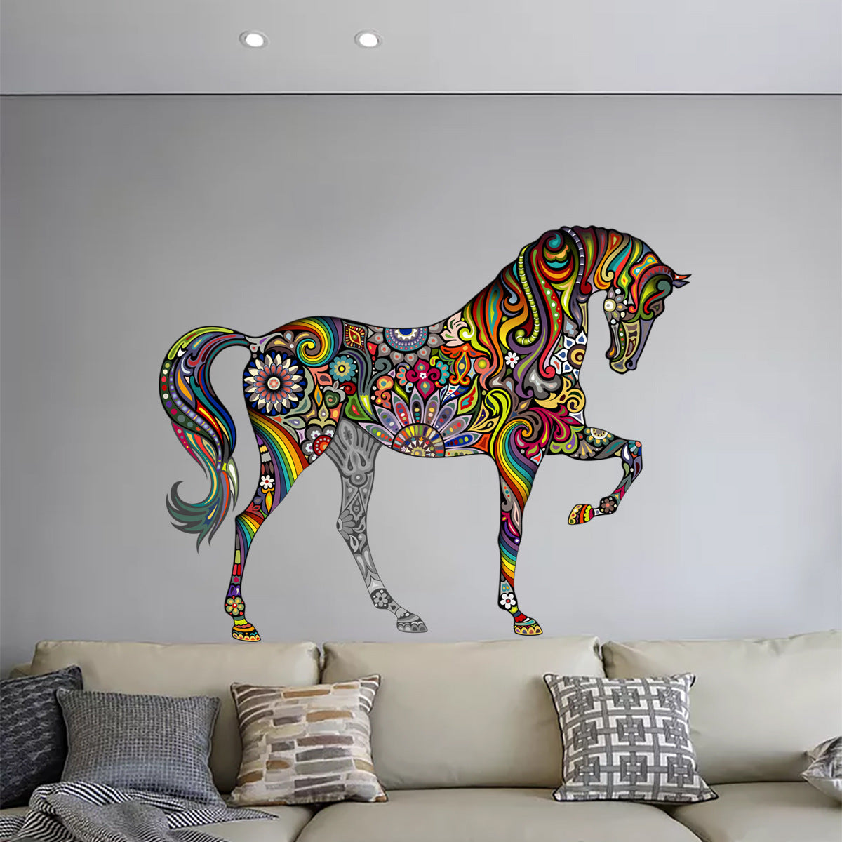 Cartoon Wall Decals Mandala Color Horse