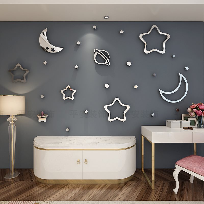 Pattern Wall Decals Moon and Stars 3D