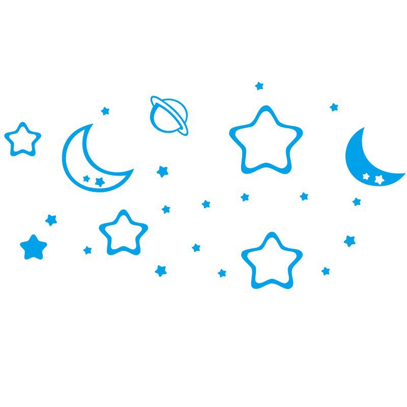 Pattern Wall Decals Moon and Stars 3D