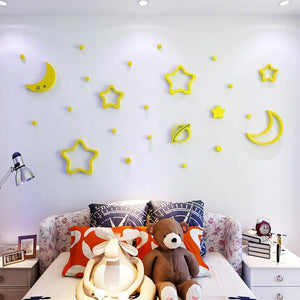 Pattern Wall Decals Moon and Stars 3D