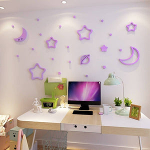 Pattern Wall Decals Moon and Stars 3D